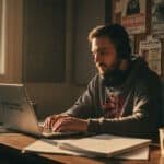 Hip-hop journalist reading rap news updates