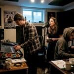 Vancouver rappers working in a small studio