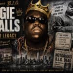 Portrait of Biggie Smalls wearing a crown and sunglasses, Brooklyn rapper and legend.