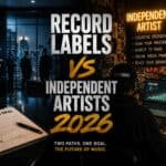 Comparison of record labels and independent artists in 2026 music industry.