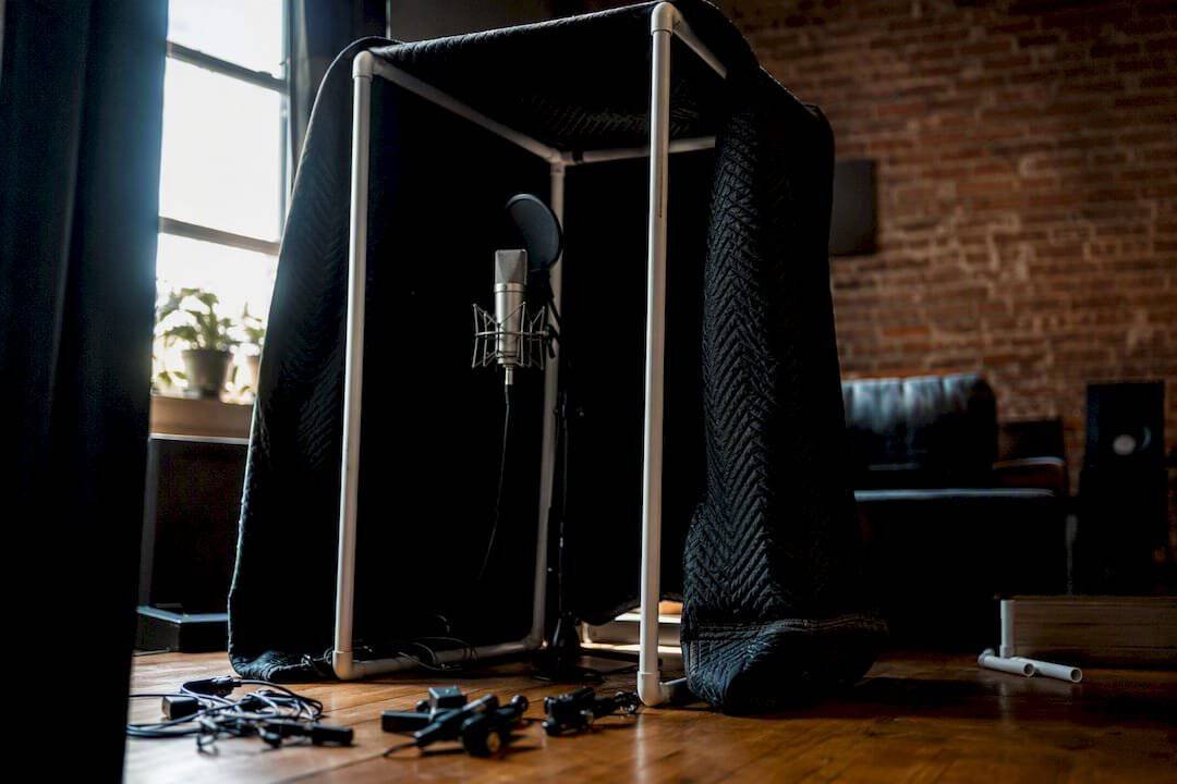 DIY PVC frame vocal booth in home studio