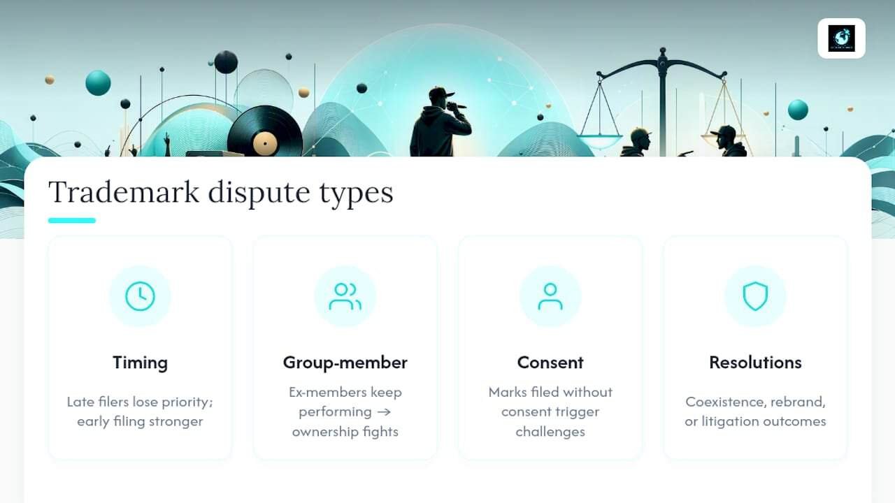 Notable Stage Name Trademark Disputes — overview diagram