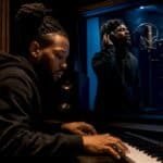 Hip-hop vocalist recording master performance