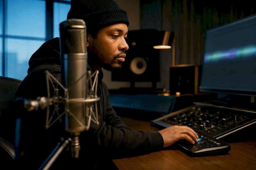 Producer mixing a short vocal tag