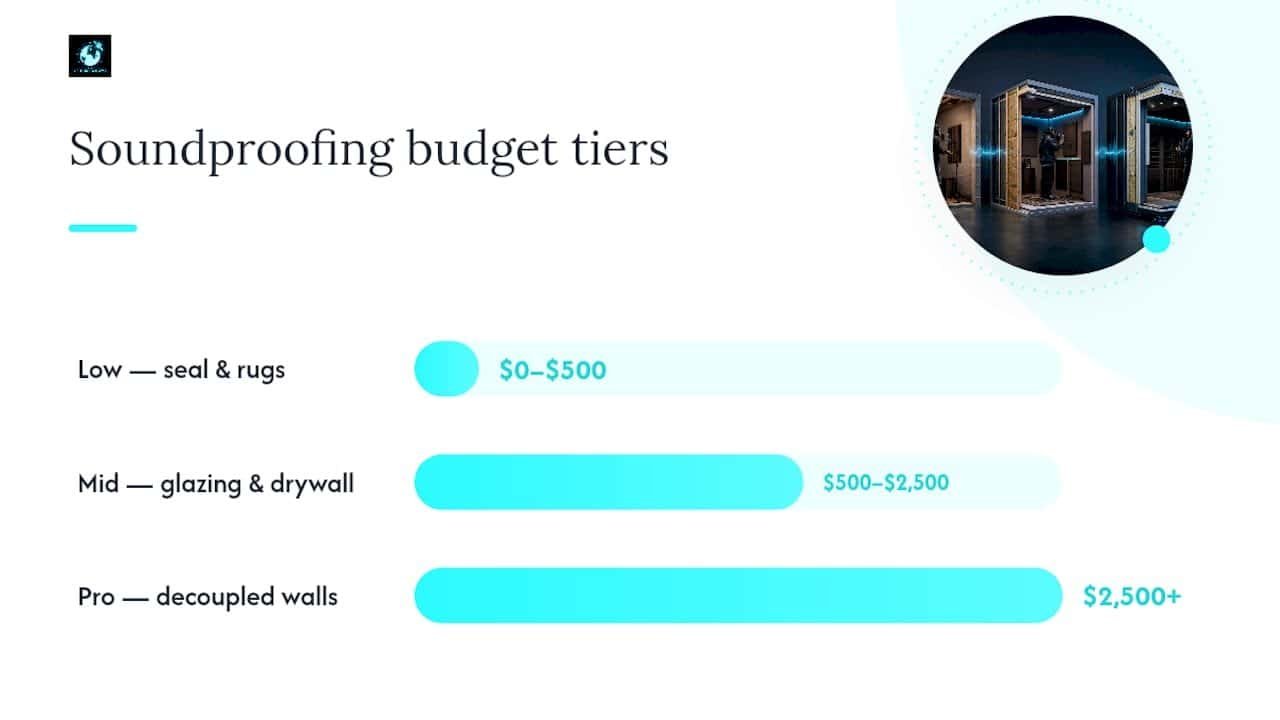 Three home studio soundproofing budget tiers